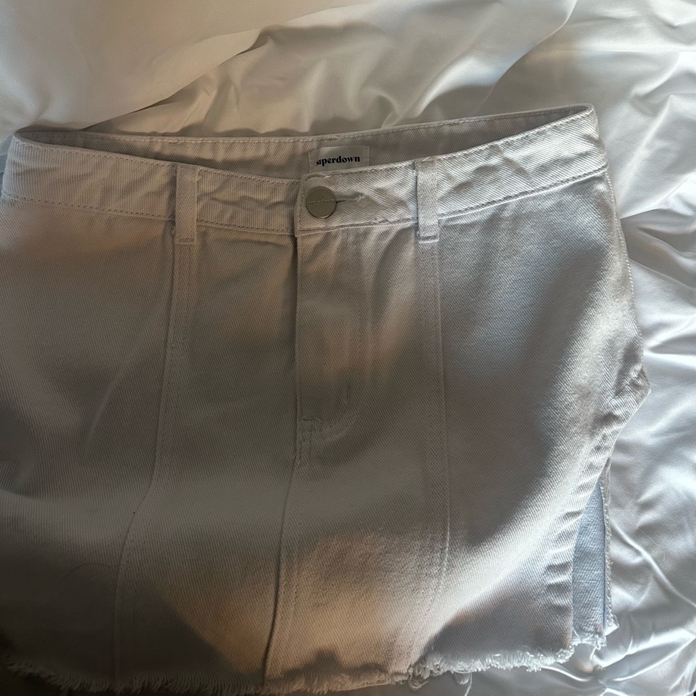 Superdown White Denim Jean Skirt